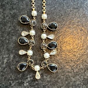 J. Crew Black, White and Clear Teardrop Statement Necklace
